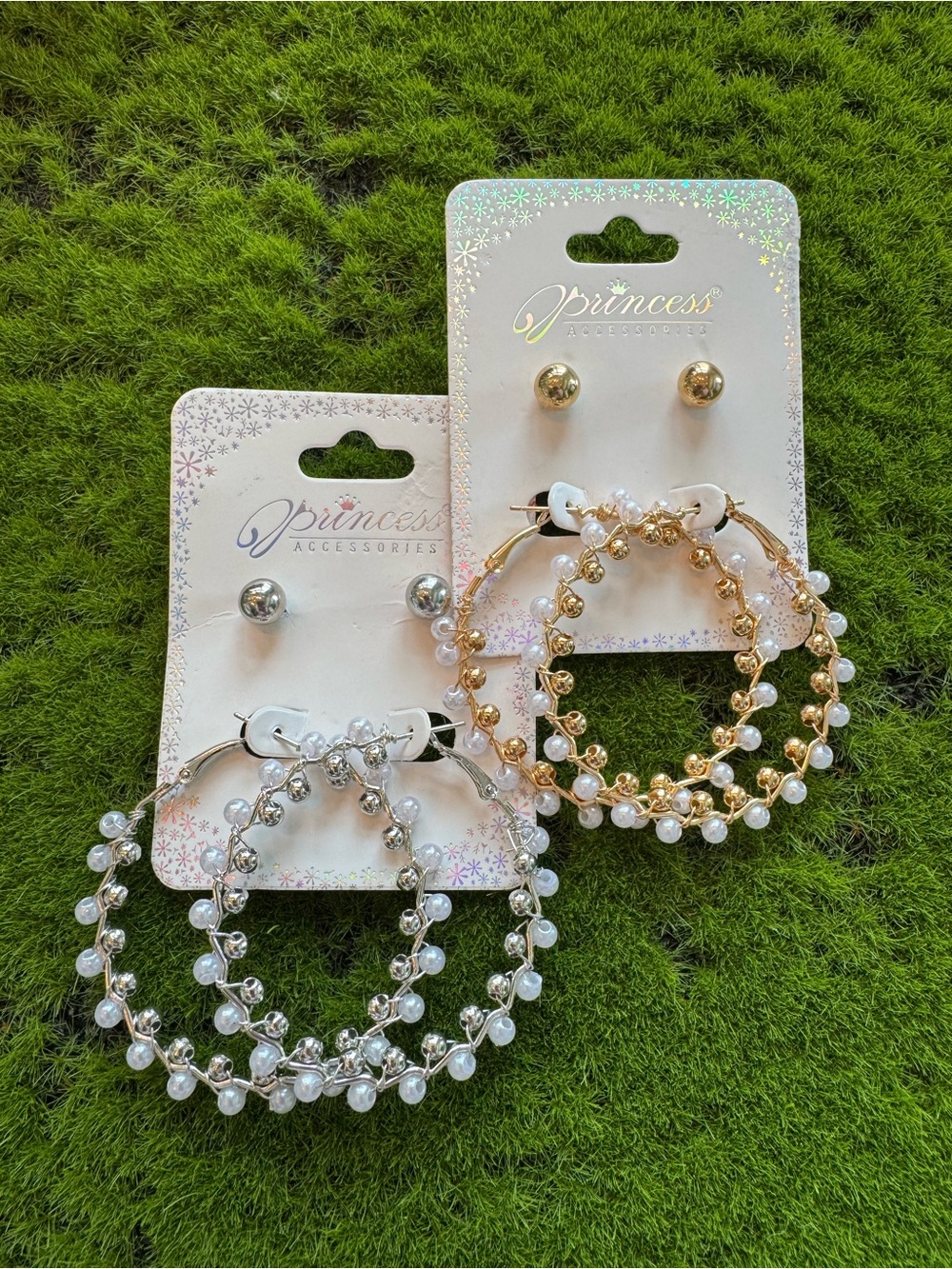 $12 each -Gold or Silver Pearl Hoop plus Stud Earring Set